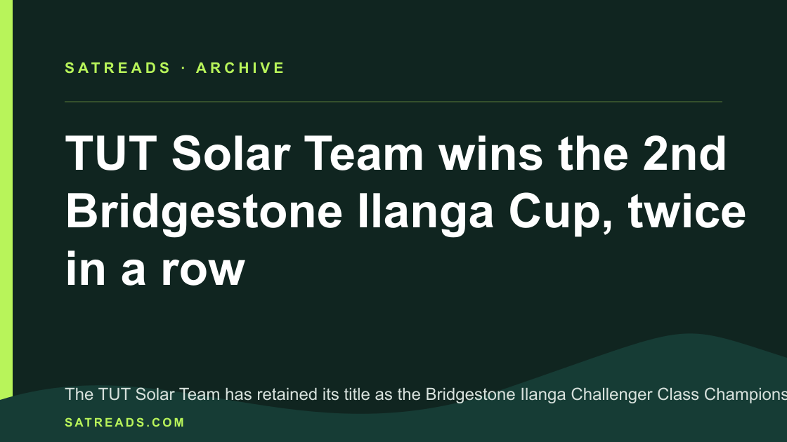 TUT Solar Team wins the 2nd Bridgestone Ilanga Cup, twice in a row