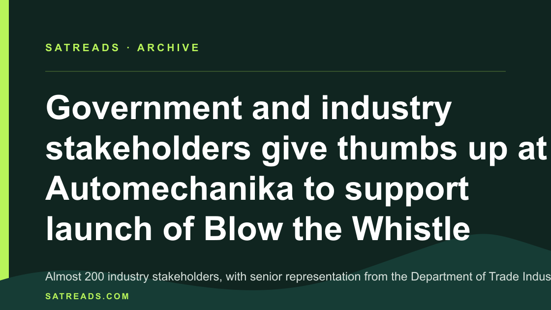 Government and industry stakeholders give thumbs up at Automechanika to support launch of Blow the Whistle Compliance Forum